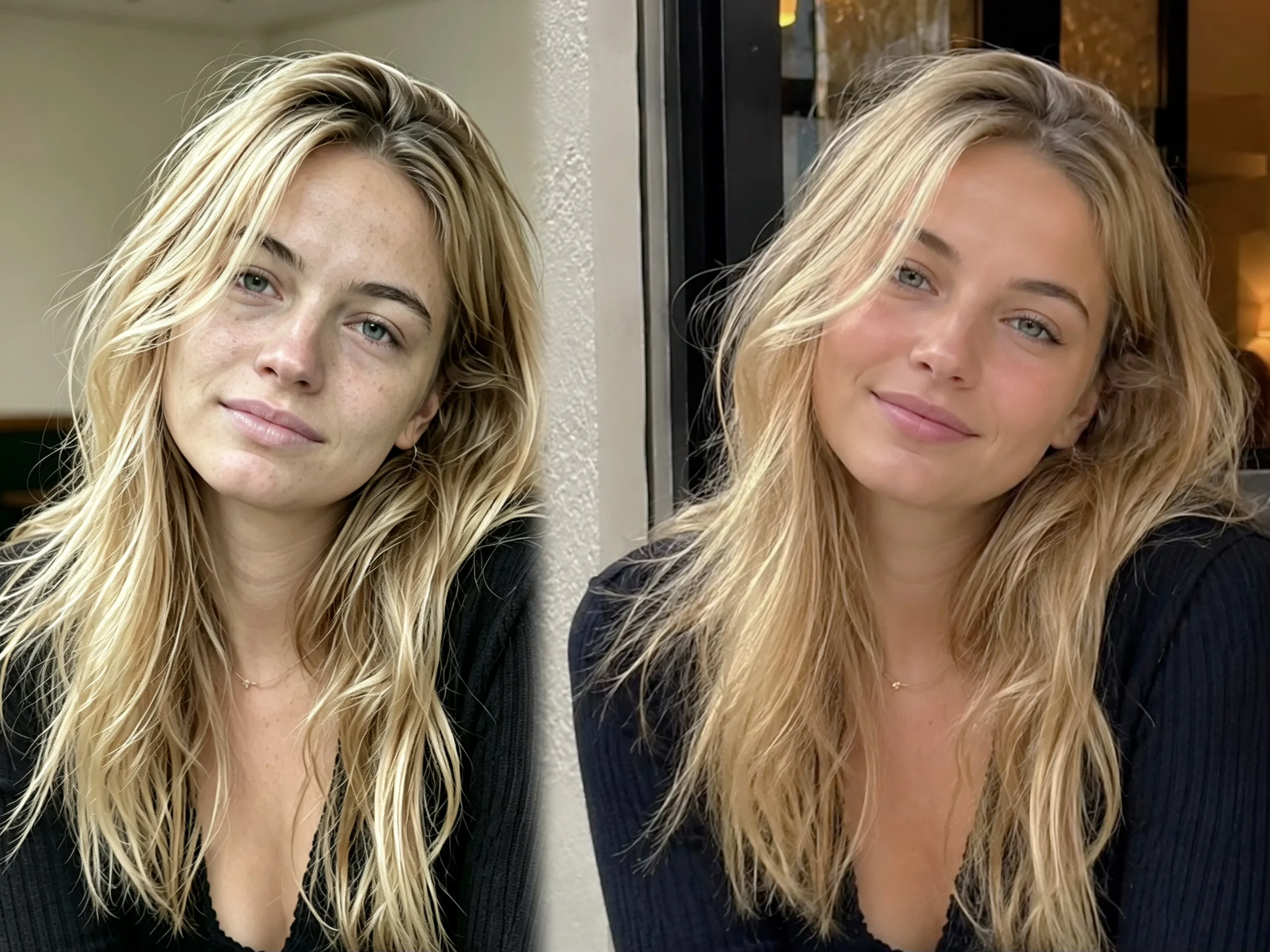 Good vs bad photo comparison for AI avatar: proper lighting, simple background, natural expression produce best results with Bobi